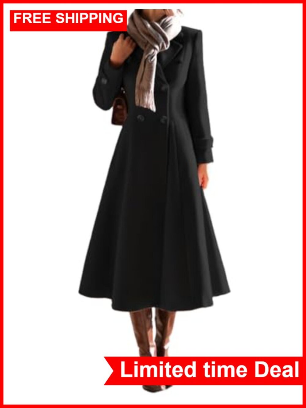 Long Wool Coat Peacoat Trench Coat Double Breasted Classic Winter Fall